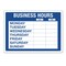 COSCO Business Hours Static Cling Sign Kit, 10" x 14", Time Numbers Included, For Window Use, Blue and White Sign